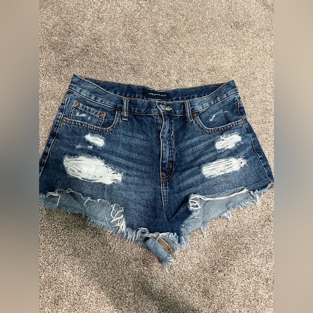 Aeropostale Blue Distressed Jean Shorts